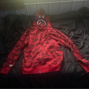Bape Red Camo Shark Hoodie